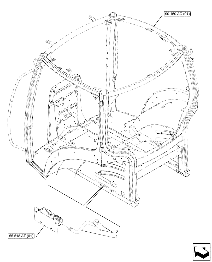 Схема запчастей Case IH MAXXUM 150 - (55.518.AT[03]) - VAR - 392209, 743729 - WINDSHIELD WASHER , RESERVOIR, WATER PUMP LINE (55) - ELECTRICAL SYSTEMS