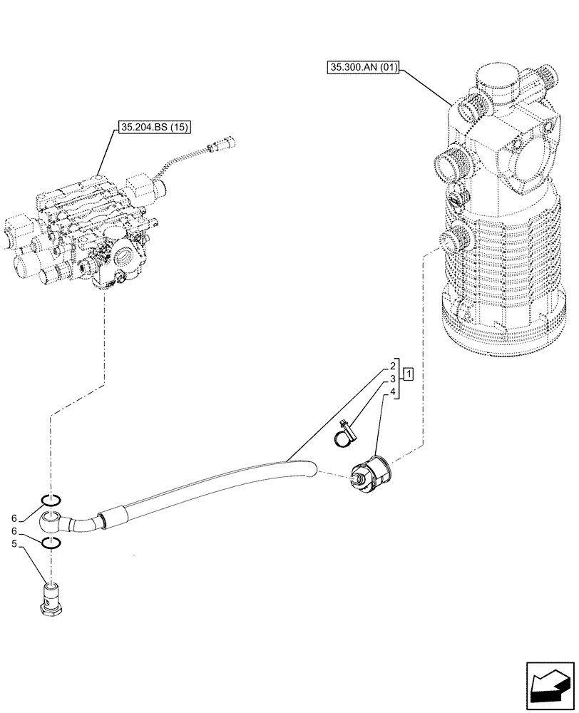 Схема запчастей Case IH MAXXUM 115 - (35.204.BX[11]) - VAR - 758351 - 3 MID-MOUNT CONTROL VALVES, MECHANICAL, LINE, NA (35) - HYDRAULIC SYSTEMS