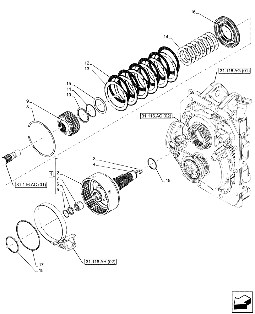 Схема запчастей Case IH MAXXUM 150 - (31.116.AH[01]) - VAR - 390801, 744740, 758436, 758437, 758439, 758585, 758586, 758587 - PTO CLUTCH (PTO 540/540E/1000 RPM) (31) - IMPLEMENT POWER TAKE OFF