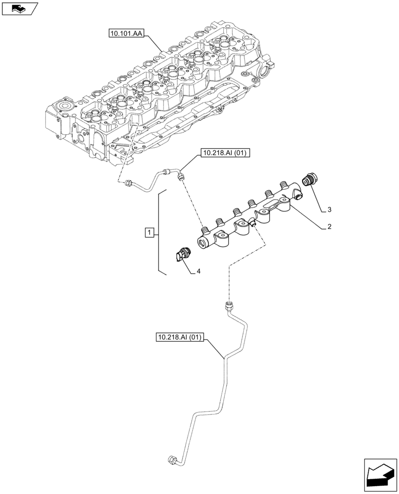 Схема запчастей Case IH F4HFE96872 J101 - (10.218.AA) - COMMON RAIL (10) - ENGINE