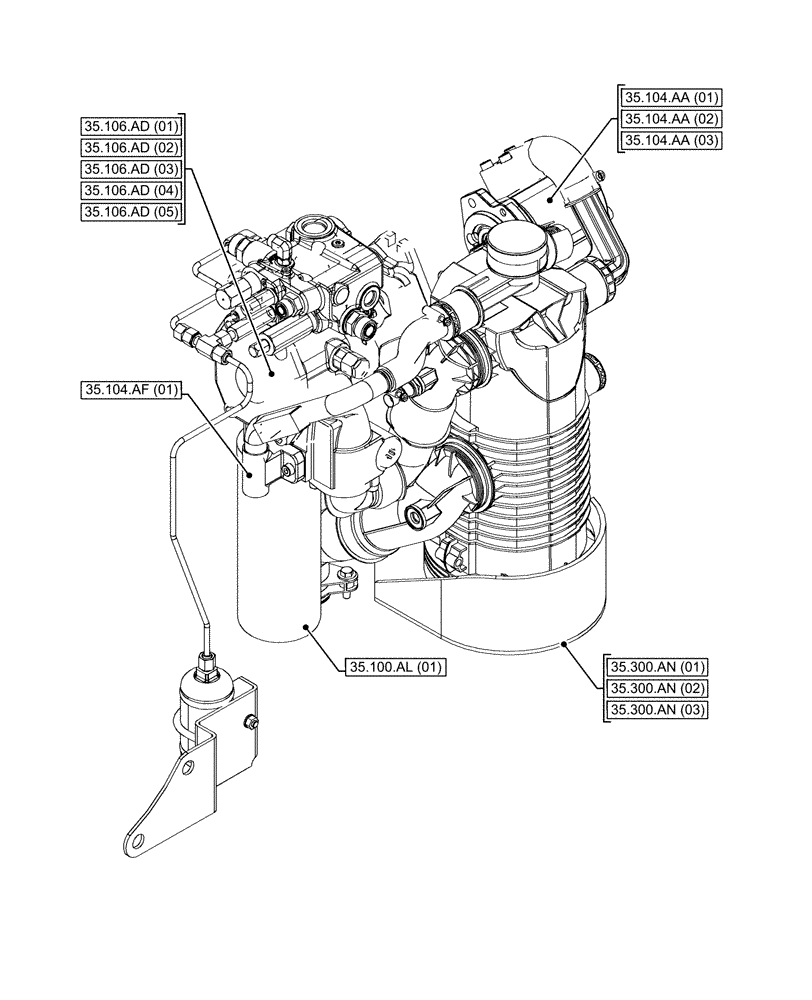 Схема запчастей Case IH MAXXUM 115 - (00.000.35[03]) - PICTORIAL INDEX - HYDRAULIC SYSTEMS (00) - GENERAL & PICTORIAL INDEX