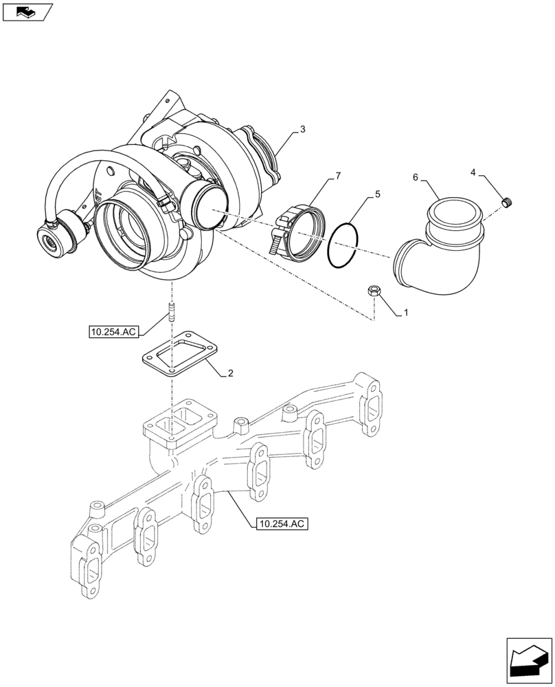 Схема запчастей Case IH F4HFE96872 J101 - (10.250.AC) - TURBOCHARGER (10) - ENGINE