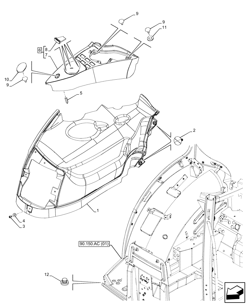 Схема запчастей Case IH MAXXUM 115 - (90.160.BL[03]) - VAR - 743686, 743733, 758359 - CAB INTERIOR TRIM, ELECTRONIC CONTROLS, RH (90) - PLATFORM, CAB, BODYWORK AND DECALS