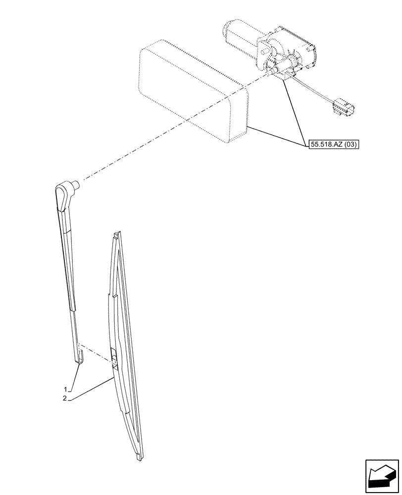 Схема запчастей Case IH MAXXUM 115 - (55.518.AW[03]) - VAR - 744985 - WINDSHIELD WIPER, ARM, FRONT (55) - ELECTRICAL SYSTEMS
