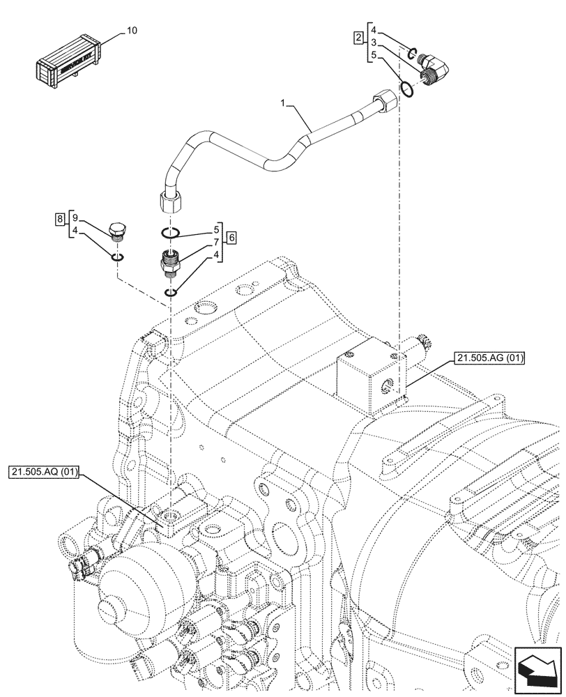 Схема запчастей Case IH MAXXUM 145 - (21.505.AG[03]) - VAR - 396247, 758442, 758549 - TRANSMISSION CONTROL, DISCHARGE, VALVE, LINE (21) - TRANSMISSION