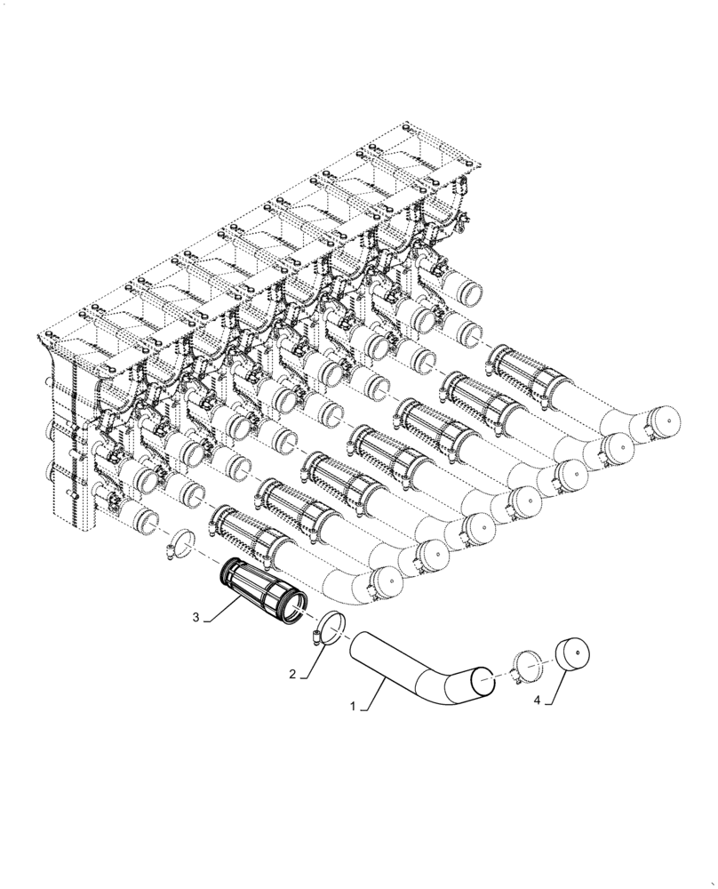 Схема запчастей Case IH 3445 - (61.904.AB[13]) - METERING SEED L TUBE, SMALL, 350, 435, 555 BUSHEL 8 RUN (61) - METERING SYSTEM