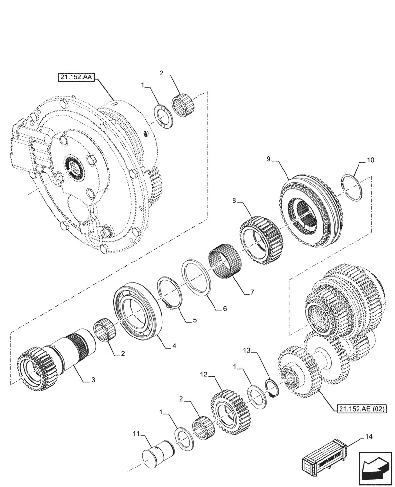 Схема запчастей Case IH MAXXUM 150 - (21.152.AE[04]) - VAR - 392195, 392204, 743764, 743766, 758413, 758414, 758415, 758416, 758581, 759375, 759377, 759379 - TRANSMISSION, SYNCHRONIZER (21) - TRANSMISSION