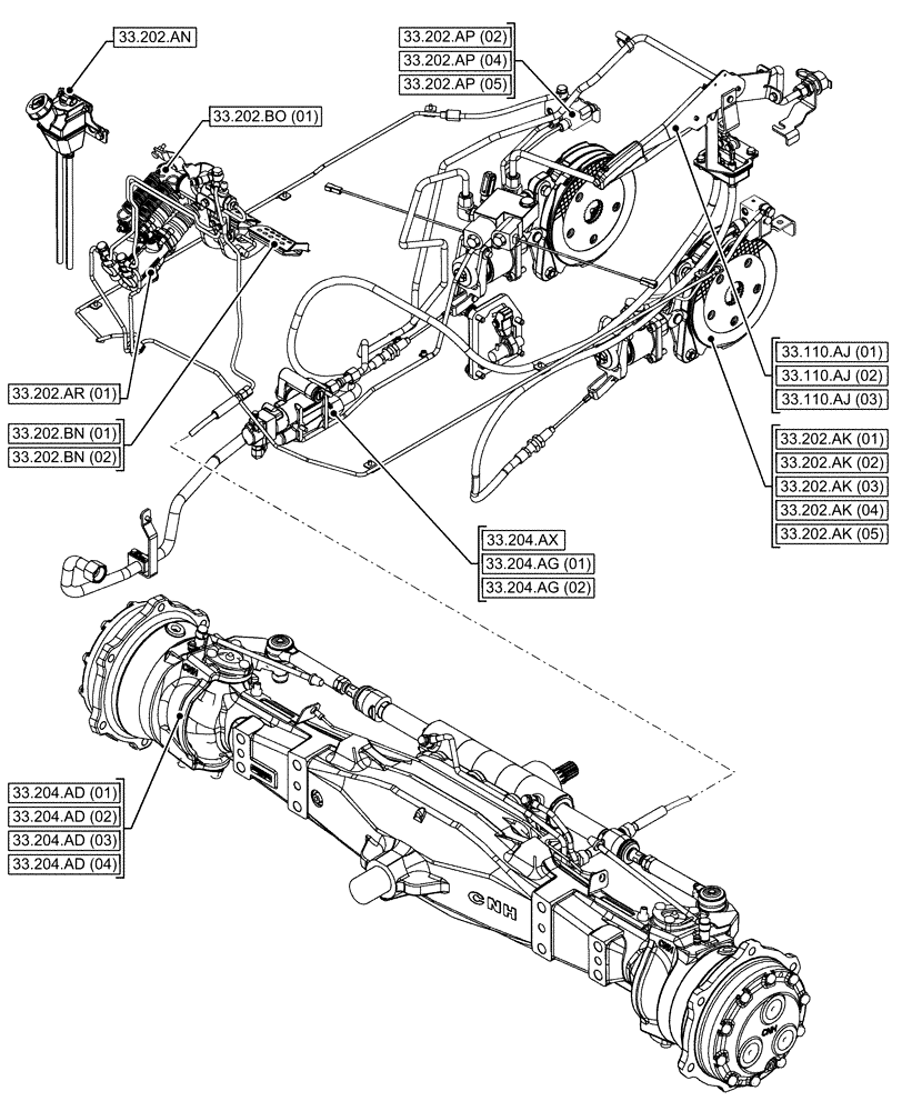 Схема запчастей Case IH MAXXUM 115 - (00.000.33[01]) - PICTORIAL INDEX - BRAKES & CONTROLS (00) - GENERAL & PICTORIAL INDEX