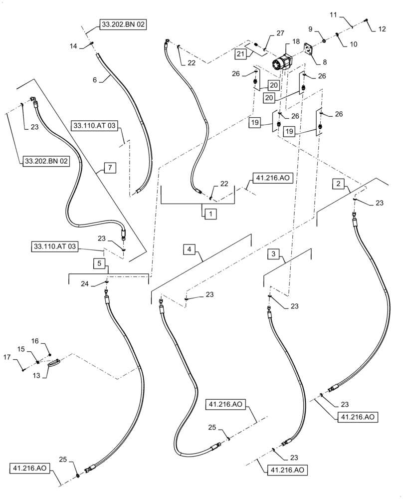 Схема запчастей Case IH 5140 - (41.206.AA) - PUMP, HYDRAULIC STEERING (41) - STEERING