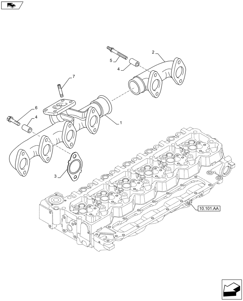 Схема запчастей Case IH F4HFE96872 J101 - (10.254.AC) - EXHAUST MANIFOLD (10) - ENGINE