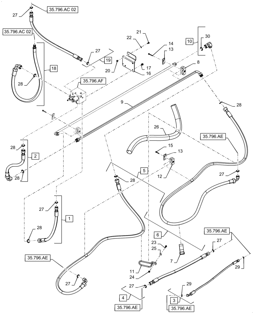 Схема запчастей Case IH 7140 - (35.796.AC[01]) - SPREADER HOOD HYDRAULIC SYSTEM (35) - HYDRAULIC SYSTEMS