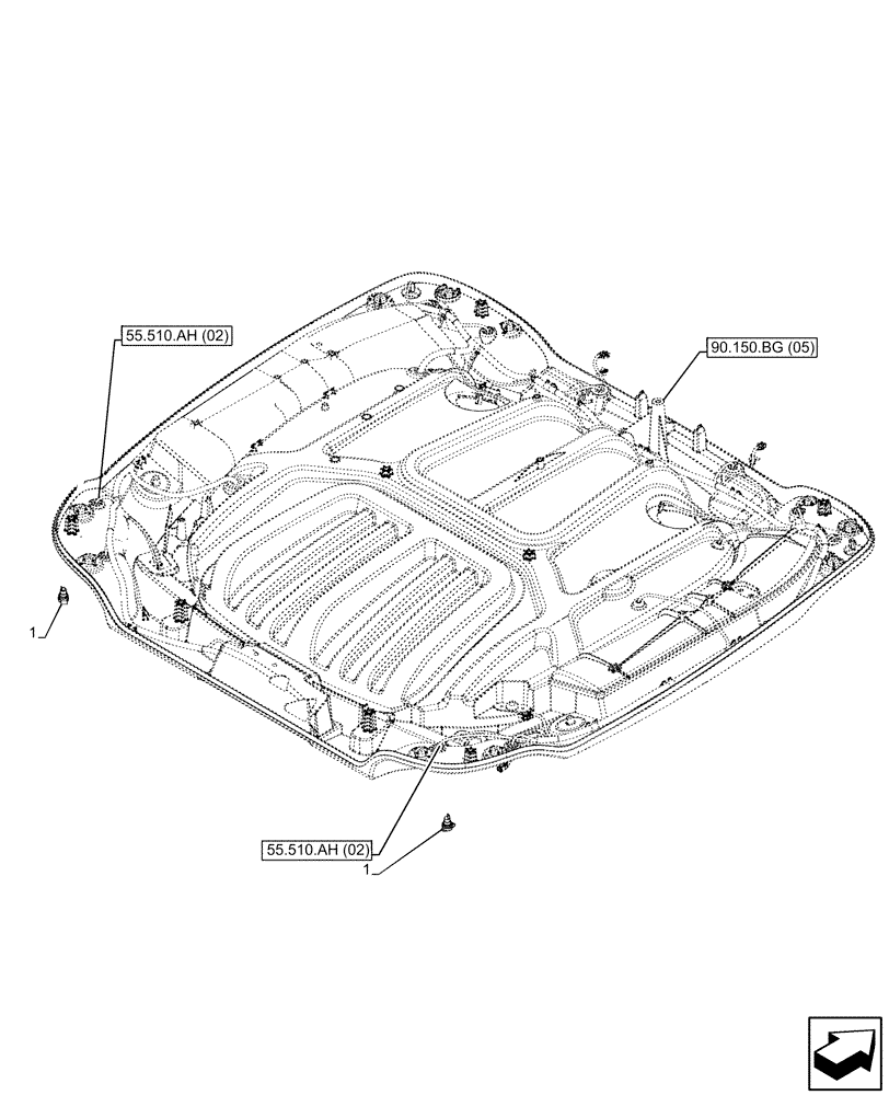 Схема запчастей Case IH MAXXUM 150 - (55.510.BM[07]) - VAR - 743729 - CAB ROOF, POWER SOCKET, 12V, HIGH PROFILE ROOF (55) - ELECTRICAL SYSTEMS