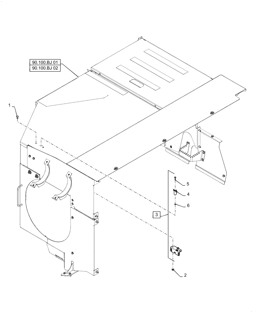 Схема запчастей Case IH 9240 - (90.100.BJ[03]) - LATCH, COVER ASSY, ENGINE (90) - PLATFORM, CAB, BODYWORK AND DECALS