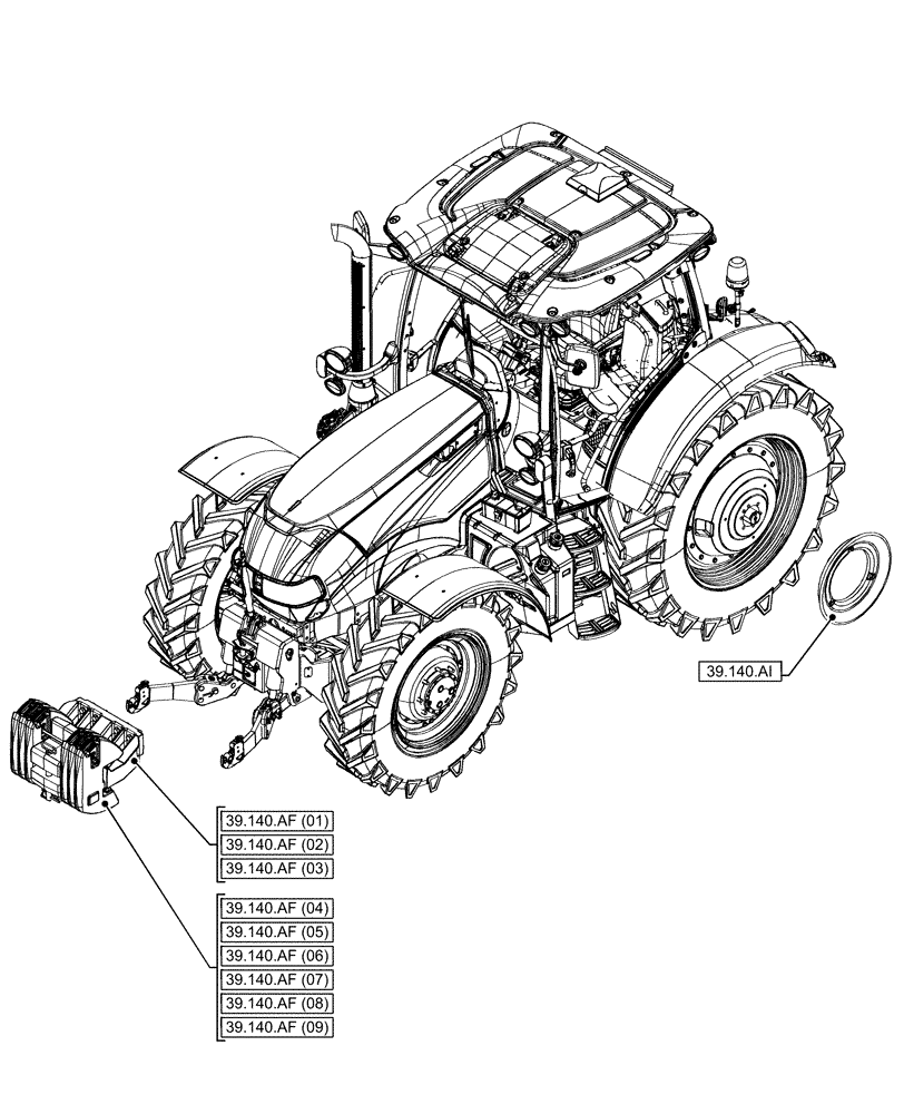 Схема запчастей Case IH MAXXUM 145 - (00.000.39) - PICTORIAL INDEX - FRAMES AND BALLASTING (00) - GENERAL & PICTORIAL INDEX