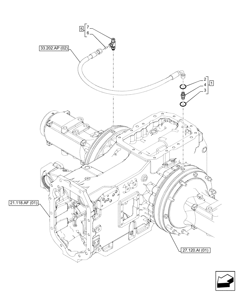 Схема запчастей Case IH MAXXUM 135 - (33.202.AP[06]) - VAR - 394835 - FINAL DRIVE, BRAKE LINE (33) - BRAKES & CONTROLS