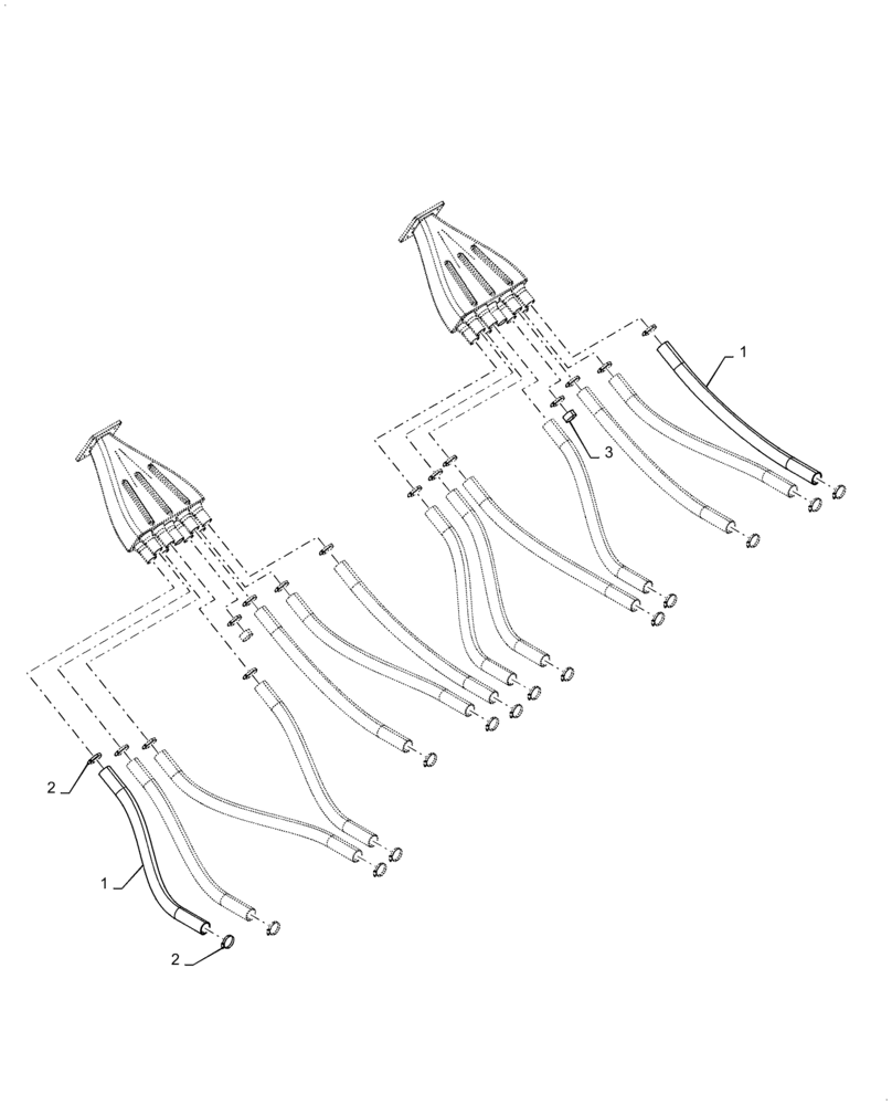 Схема запчастей Case IH 3555 - (61.904.AB[08]) - METERING SEED SMALL HOSE, 555, 580 BUSHEL, 6 RUN, DOUBLE SHOOT, TOW BETWEEN (61) - METERING SYSTEM