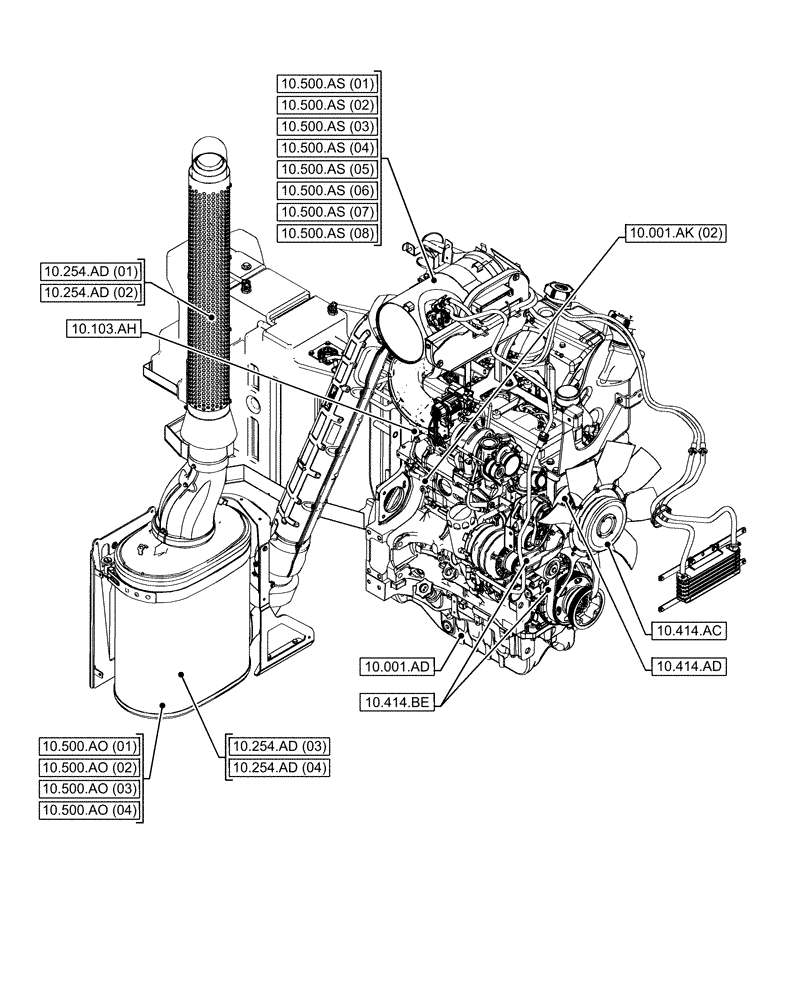 Схема запчастей Case IH MAXXUM 115 - (10.000.00[01]) - SECTION INDEX - ENGINE (10) - ENGINE