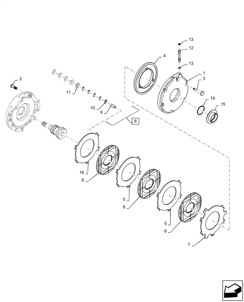 Схема запчастей Case IH MAGNUM 250 - (33.202.AR[02]) - BRAKE ASSY, STANDARD REAR AXLE ASN ZFRF05001 (33) - BRAKES & CONTROLS