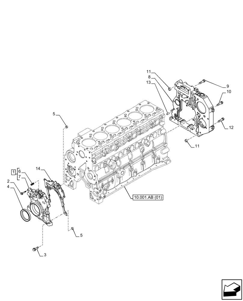 Схема запчастей Case IH F4HFE96872 J101 - (10.102.AK) - CRANKCASE, COVER (10) - ENGINE