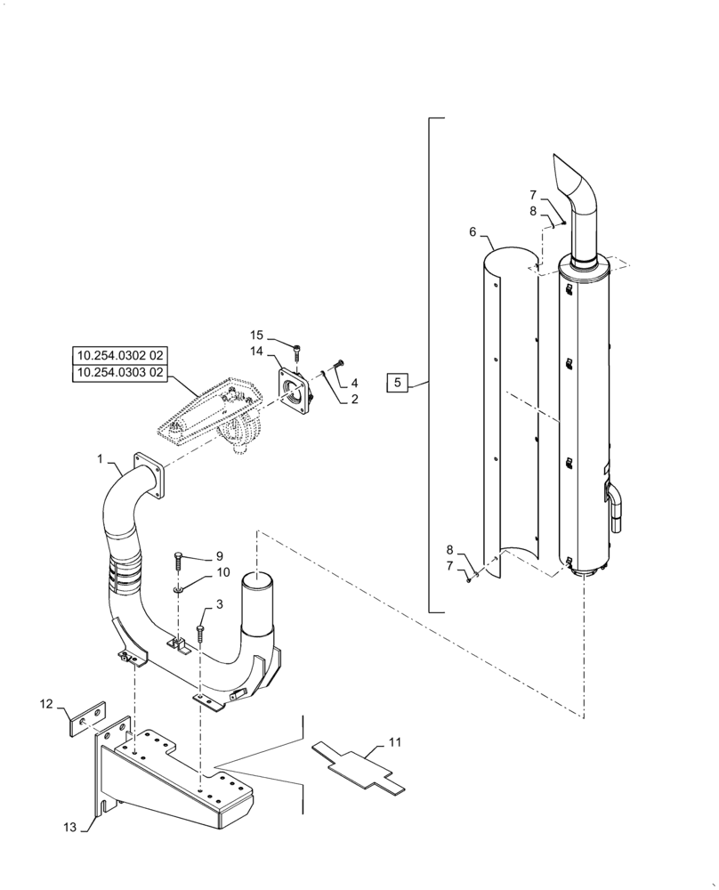 Схема запчастей Case IH PUMA 215 - (10.254.04[01]) - EXHAUST BRAKE - EXHAUST SYSTEM AND SUPPORT (VAR.743040) (10) - ENGINE