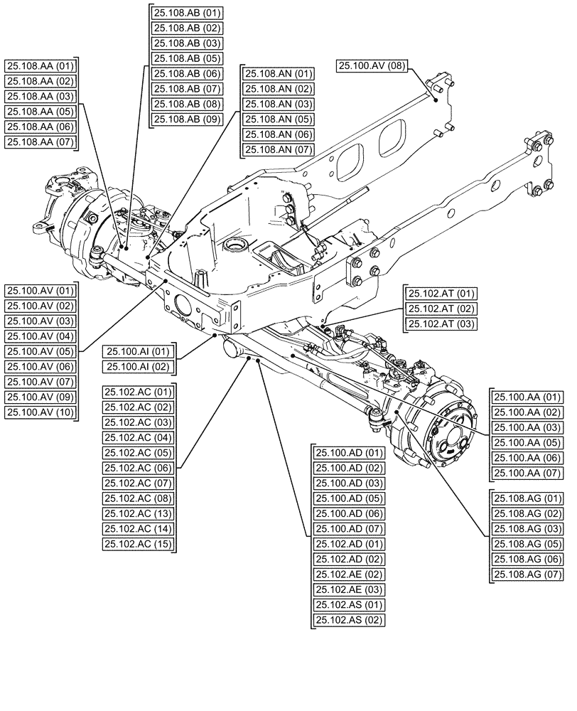 Схема запчастей Case IH MAXXUM 145 - (00.000.25[01]) - PICTORIAL INDEX - FRONT AXLE SYSTEM (00) - GENERAL & PICTORIAL INDEX