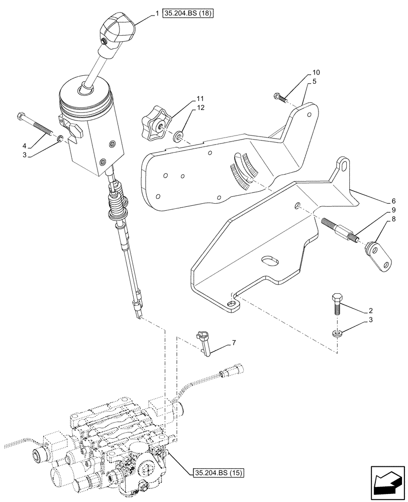 Схема запчастей Case IH MAXXUM 115 - (35.204.BS[17]) - VAR - 758351 - 3 MID-MOUNT CONTROL VALVES, JOYSTICK, NA (35) - HYDRAULIC SYSTEMS