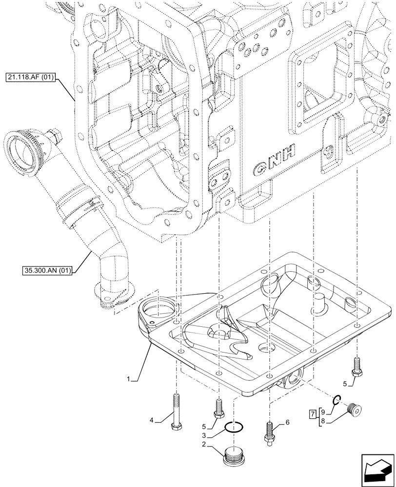 Схема запчастей Case IH MAXXUM 135 - (21.200.AA) - VAR - 392195, 392204, 743764, 743766, 758413, 758414, 758415, 758416, 758581, 759375, 759377, 759379 - DROP BOX (21) - TRANSMISSION