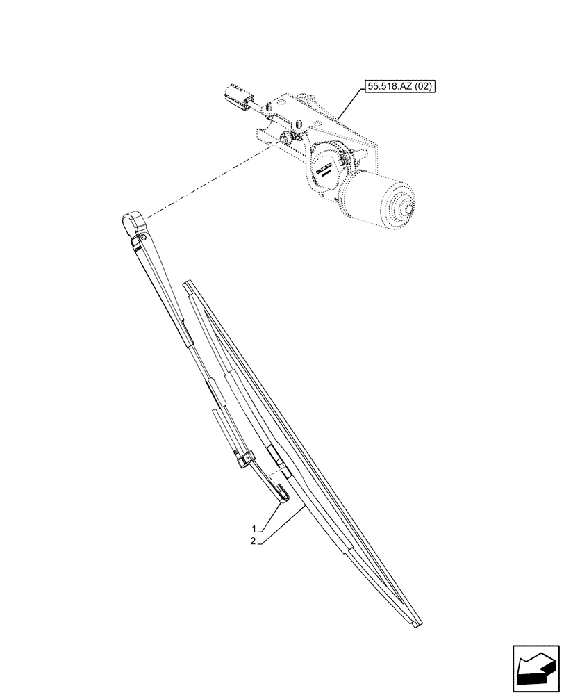 Схема запчастей Case IH MAXXUM 145 - (55.518.AW[02]) - VAR - 392209, 743729, 758320, 758321 - WINDSHIELD WIPER, ARM, FRONT (55) - ELECTRICAL SYSTEMS