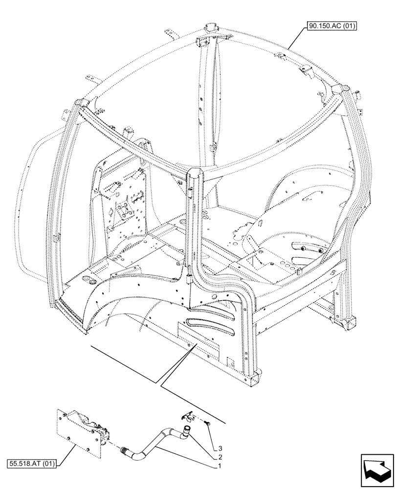 Схема запчастей Case IH MAXXUM 115 - (55.518.AT[03]) - VAR - 392209, 743729, 758320, 758321 - WINDSHIELD WASHER , RESERVOIR, WATER PUMP LINE (55) - ELECTRICAL SYSTEMS