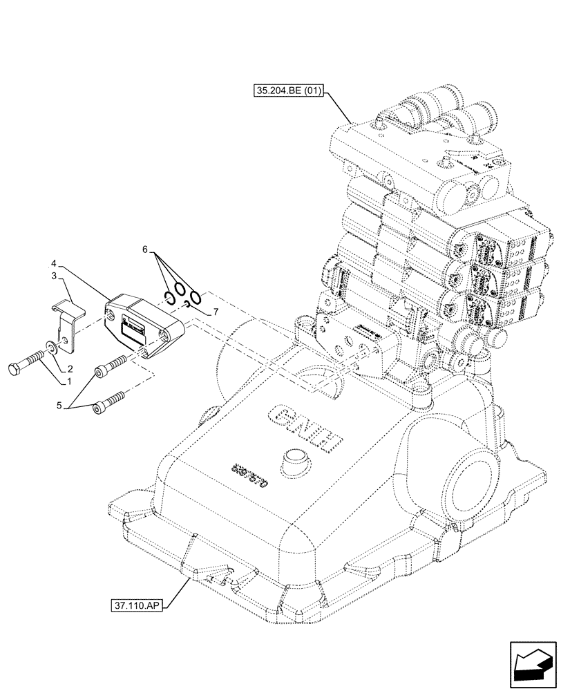 Схема запчастей Case IH MAXXUM 150 - (33.220.AM[01]) - VAR - 390711 - TRAILER BRAKE VALVE, COVER (33) - BRAKES & CONTROLS