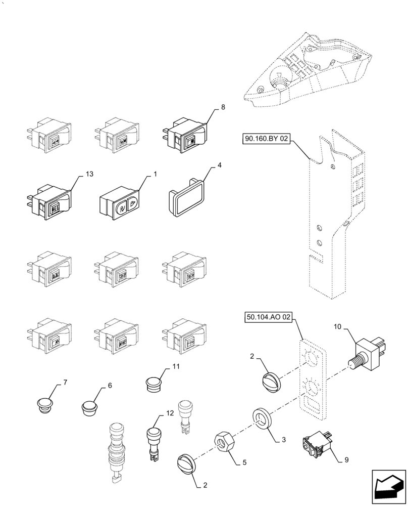 Схема запчастей Case IH PUMA1854 - (55.512.BL) - SWITCHES AND RELATED PARTS (55) - ELECTRICAL SYSTEMS