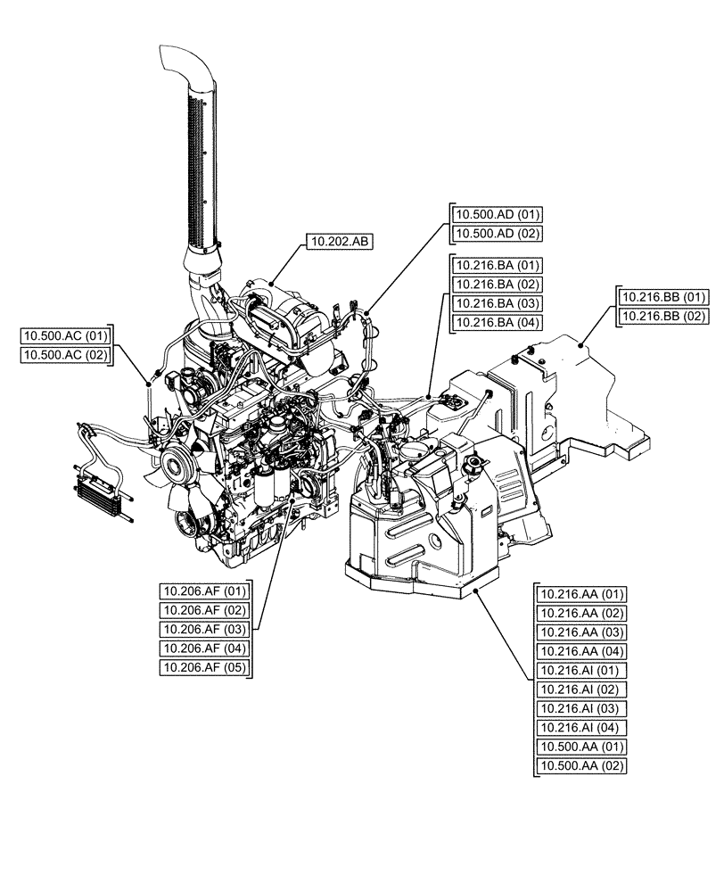 Схема запчастей Case IH MAXXUM 115 - (10.000.00[02]) - SECTION INDEX - ENGINE (10) - ENGINE