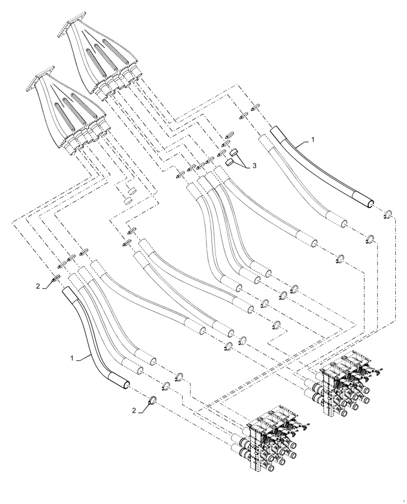 Схема запчастей Case IH 2355 - (61.904.AB[03]) - METERING SEED SMALL HOSE, 350 BUSHEL, 6 RUN, DOUBLE SHOOT, TOW BETWEEN (61) - METERING SYSTEM