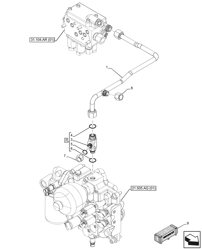 Схема запчастей Case IH MAXXUM 135 - (21.506.BE[01]) - VAR - 396247, 758442, 758549 - TRANSMISSION LUBRICATION LINE (21) - TRANSMISSION