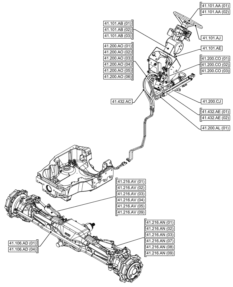 Схема запчастей Case IH MAXXUM 145 - (00.000.41) - PICTORIAL INDEX - STEERING (00) - GENERAL & PICTORIAL INDEX