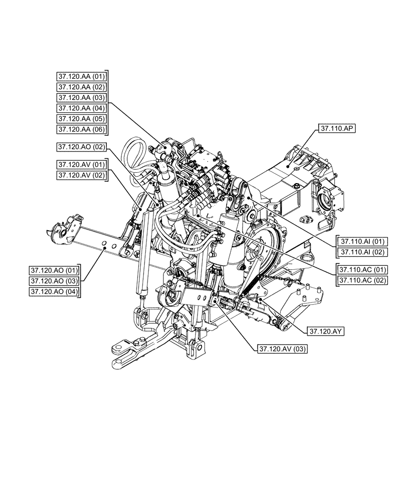 Схема запчастей Case IH MAXXUM 145 - (00.000.37[02]) - PICTORIAL INDEX - HITCHES, DRAWBARS AND IMPLEMENT COUPLINGS (00) - GENERAL & PICTORIAL INDEX