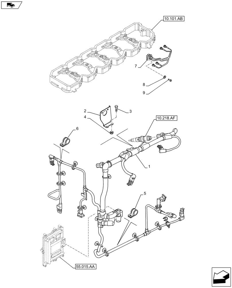 Схема запчастей Case IH F4HFE96872 J101 - (55.010.AA) - ENGINE, CABLE (55) - ELECTRICAL SYSTEMS