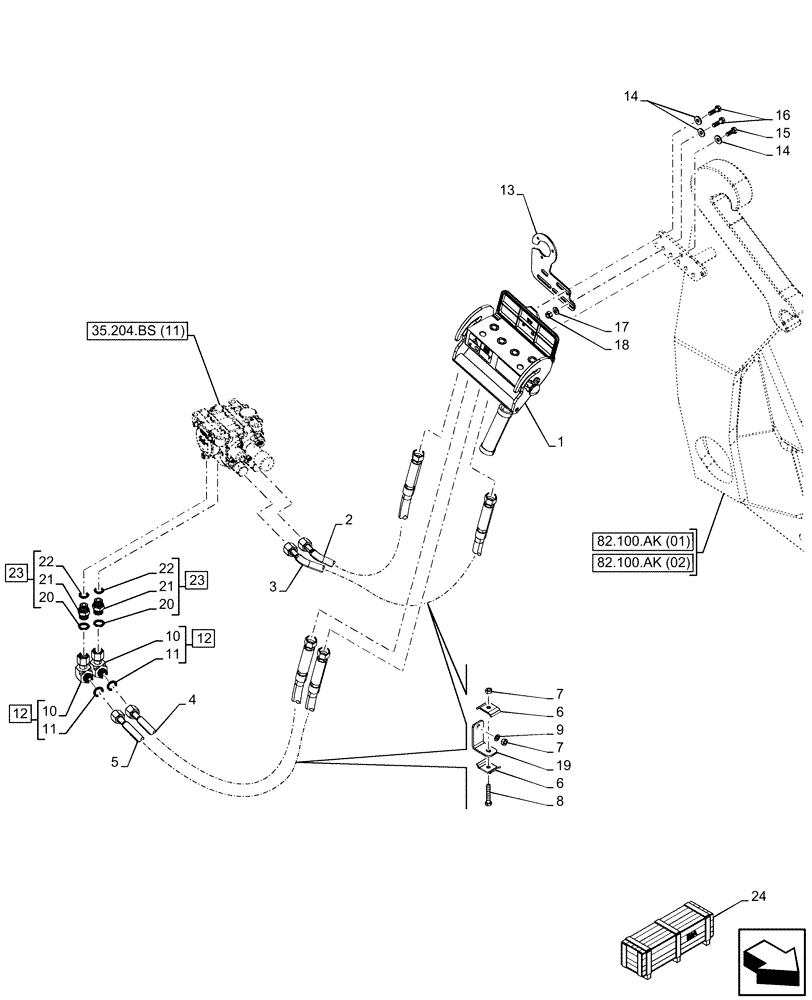 Схема запчастей Case IH MAXXUM 145 - (35.701.AX[04]) - VAR - 743702 - FRONT LOADER HYDRAULIC SYSTEM, EU (35) - HYDRAULIC SYSTEMS