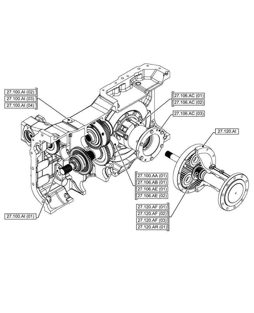 Схема запчастей Case IH MAXXUM 145 - (00.000.27) - PICTORIAL INDEX - REAR DRIVE AXLE (00) - GENERAL & PICTORIAL INDEX