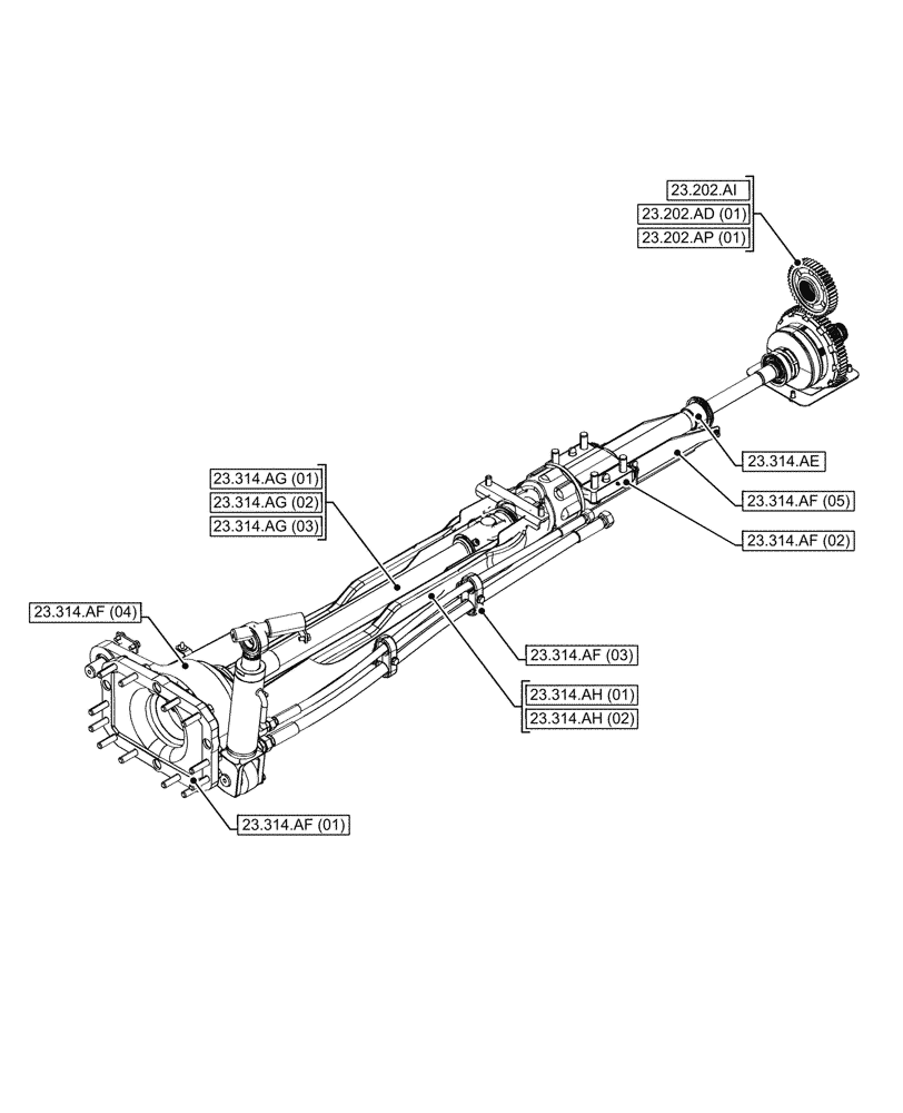 Схема запчастей Case IH MAXXUM 115 - (00.000.23) - PICTORIAL INDEX - FOUR WHEEL DRIVE SYSTEM (00) - GENERAL & PICTORIAL INDEX
