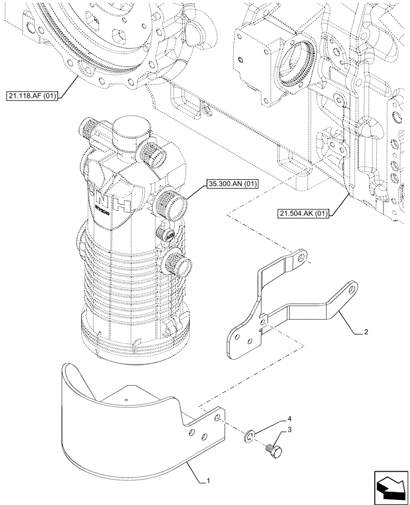 Схема запчастей Case IH MAXXUM 135 - (35.106.AQ) - VAR - 396247, 758442, 758549 - OIL COOLER FILTER, SUPPORT (35) - HYDRAULIC SYSTEMS