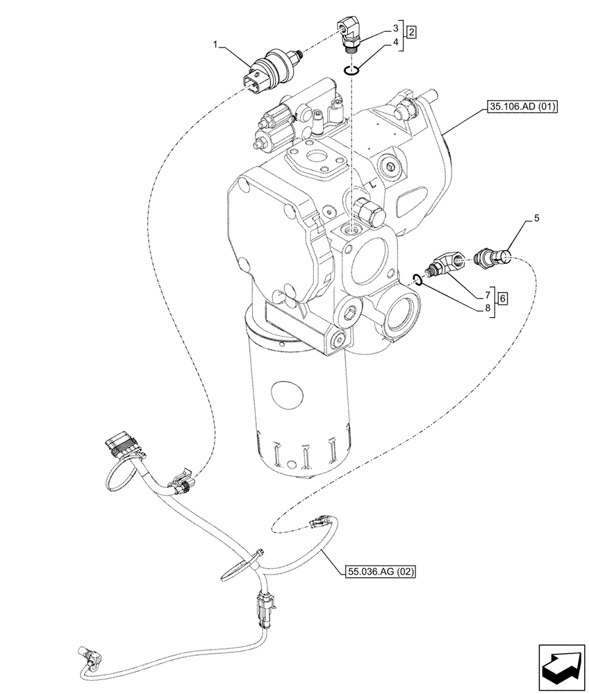 Схема запчастей Case IH MAXXUM 135 - (55.036.AG) - VAR - 391223, 758538, 758539 - OIL PRESSURE GAUGE, SENSOR (55) - ELECTRICAL SYSTEMS