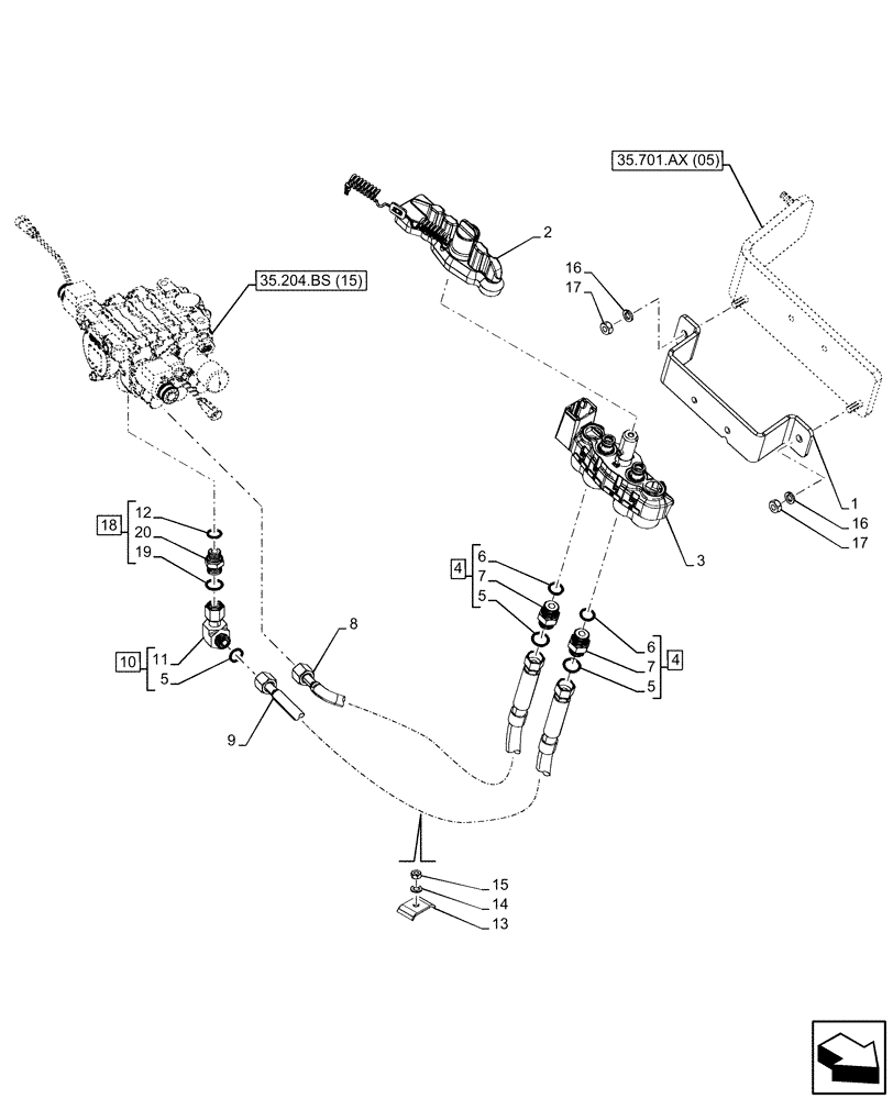 Схема запчастей Case IH MAXXUM 115 - (35.701.AX[06]) - VAR - 758351 - FRONT LOADER HYDRAULIC SYSTEM, NA (35) - HYDRAULIC SYSTEMS