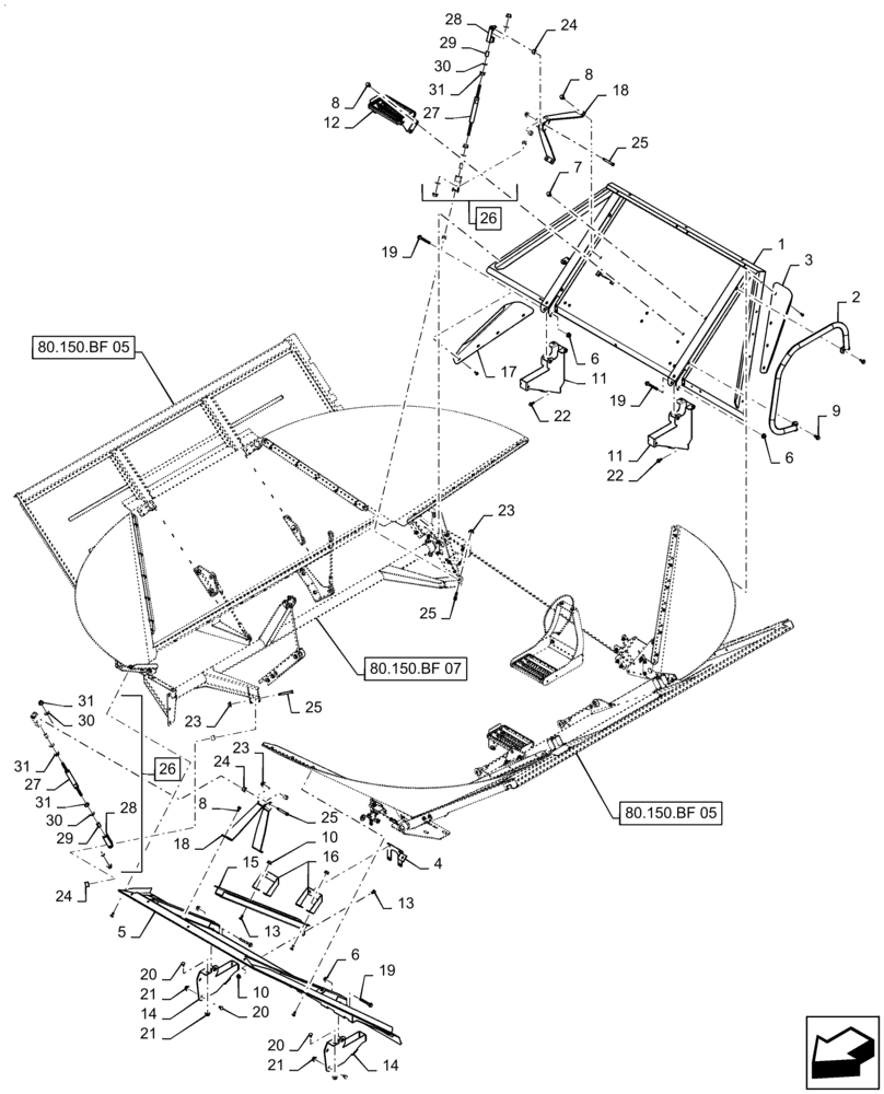 Схема запчастей Case IH 9240 - (80.150.BF[06]) - VAR - 425373 - COVER ASSY, GRAIN TANK (80) - CROP STORAGE/UNLOADING