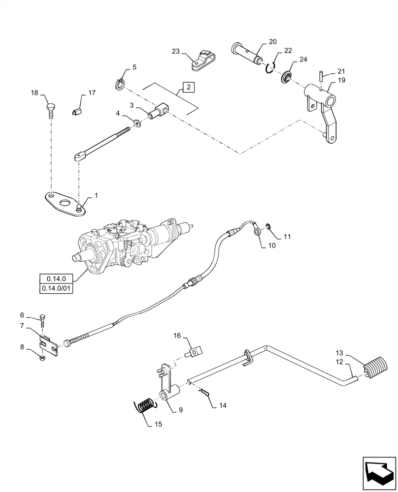 Схема запчастей Case IH FARMALL 90 - (1.92.10[02]) - THROTTLE CONTROL LINKAGE (10) - OPERATORS PLATFORM/CAB