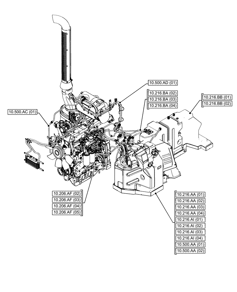 Схема запчастей Case IH MAXXUM 145 - (00.000.10[02]) - PICTORIAL INDEX - ENGINE (00) - GENERAL & PICTORIAL INDEX
