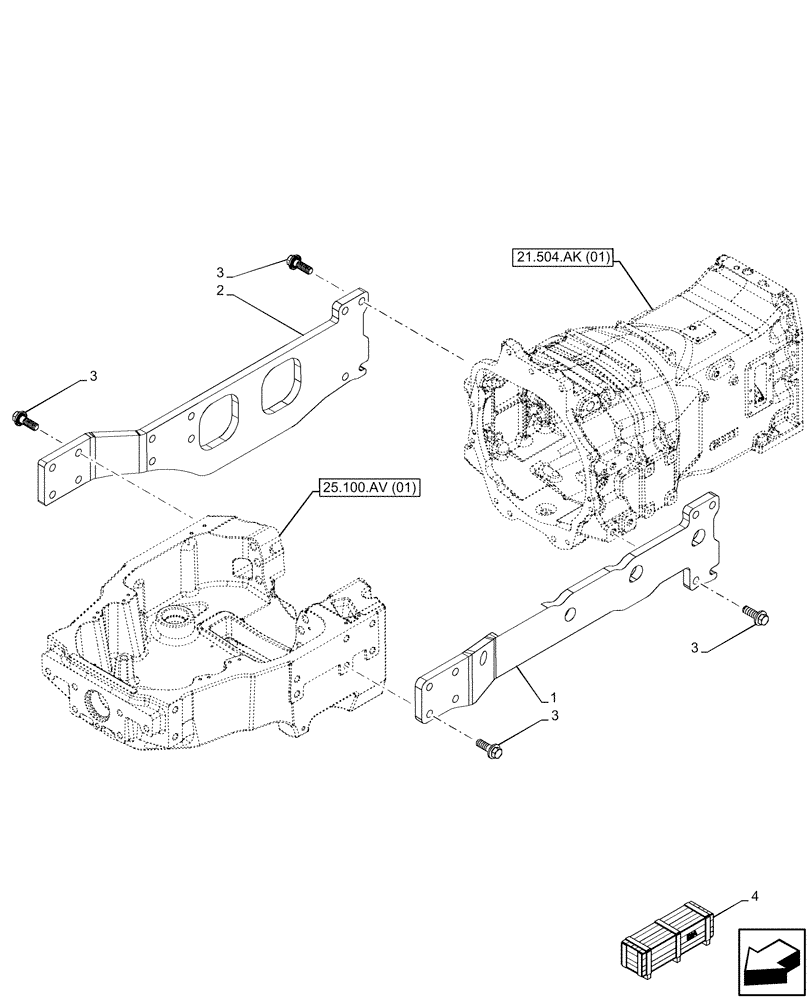 Схема запчастей Case IH MAXXUM 145 - (25.100.AV[08]) - VAR - 758478 - ENGINE, SIDE RAIL (25) - FRONT AXLE SYSTEM