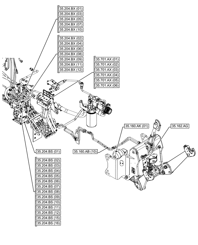 Схема запчастей Case IH MAXXUM 115 - (00.000.35[04]) - PICTORIAL INDEX - HYDRAULIC SYSTEMS (00) - GENERAL & PICTORIAL INDEX