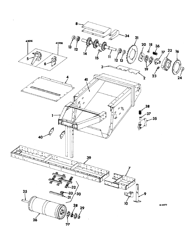 Схема запчастей Case IH 429N - (D-02) - FEEDER FRAME, LIFT, STAND AND FEEDER CONVEYOR (58) - ATTACHMENTS/HEADERS