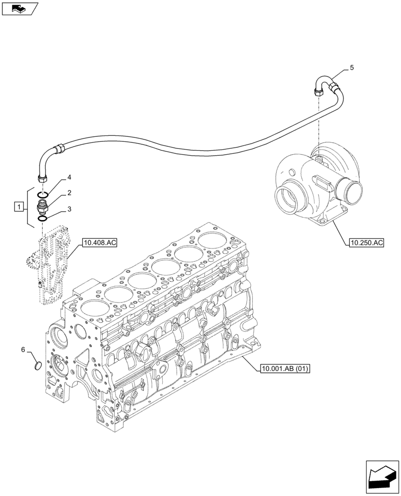 Схема запчастей Case IH F4HFE96872 J101 - (10.250.AD) - TURBOCHARGER, SUPPLY, CONNECTING (10) - ENGINE